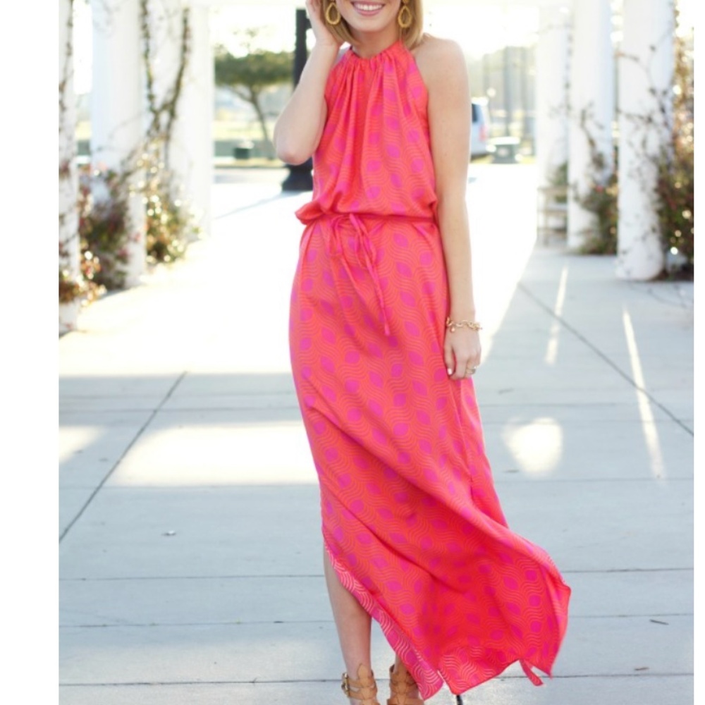 Escapada side slit belted maxi dress. Worn about 3x
